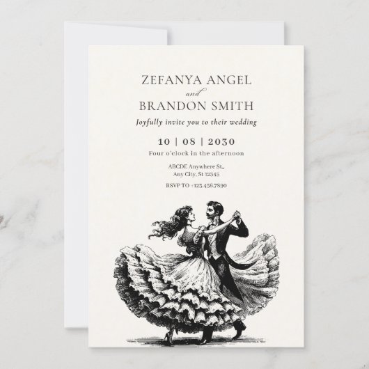 Dame en heren paar dansen bruiloft Kaart (Voorkant)