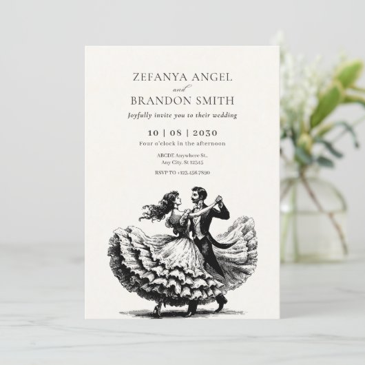 Dame en heren paar dansen bruiloft Kaart (Staand voorkant)