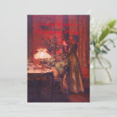 dame en kerstboomuitnodiging kaart (Staand voorkant)