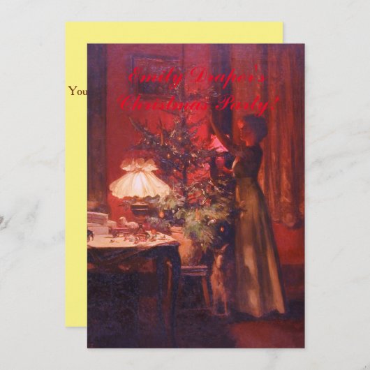  dame en kerstboomuitnodiging kaart (Voorkant / Achterkant)