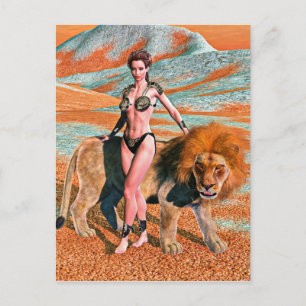 Dame en Leeuw Briefkaart