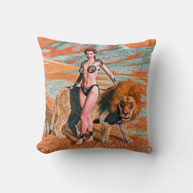 Dame en Leeuw Kussen (Voorkant)