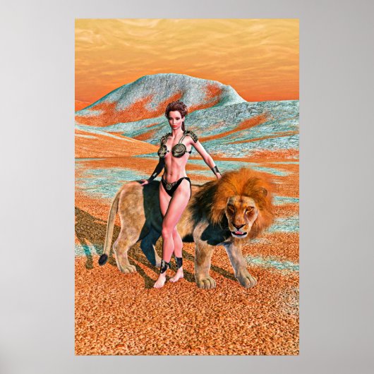 Dame en Leeuw Poster (Voorkant)