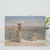 Dame en meisjes op de Ponte Nuovo Bridge, Verona Kaart (Staand voorkant)