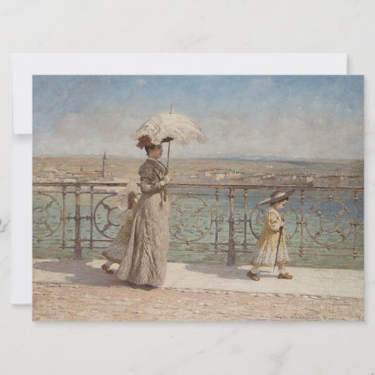 Dame en meisjes op de Ponte Nuovo Bridge, Verona Kaart (Voorkant)