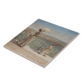 Dame en meisjes op de Ponte Nuovo Bridge, Verona Tegeltje (Zijkant)