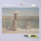 Dame en meisjes wandelen op een brug in Verona Tissuepapier (Craft)