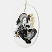 Dame en Nachtuil Keramisch Ornament (Links)