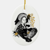 Dame en Nachtuil Keramisch Ornament (Voorkant)