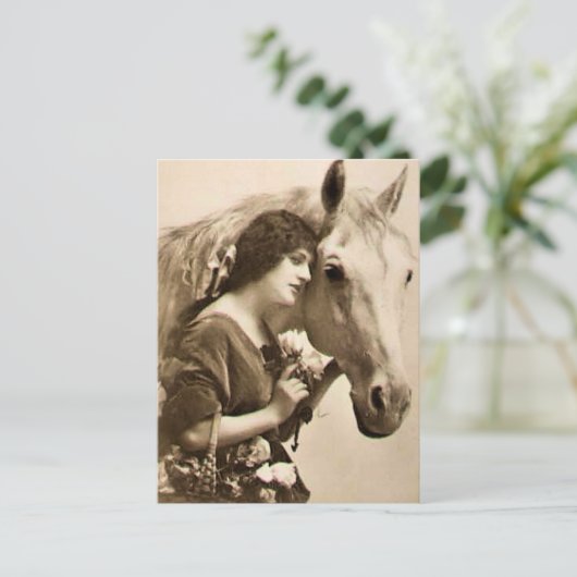 Dame en Paard Briefkaart (Staand voorkant)