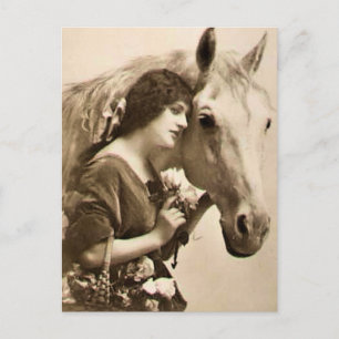Dame en Paard Briefkaart