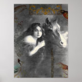  dame en paardencollage poster (Voorkant)