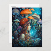 Dame en paddenstoelen Surreal Fantasy Art Briefkaart (Voorkant / Achterkant)