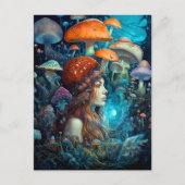 Dame en paddenstoelen Surreal Fantasy Art Briefkaart (Voorkant)