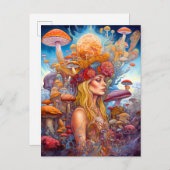 Dame en paddenstoelen Surreal Fantasy Art Briefkaart (Voorkant / Achterkant)