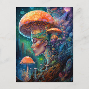 Dame en paddenstoelen Surreal Fantasy Art Briefkaart