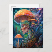 Dame en paddenstoelen Surreal Fantasy Art Briefkaart (Voorkant / Achterkant)