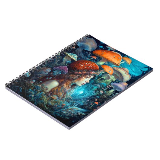 Dame en paddenstoelen Surreal Fantasy Art Notitieboek (Linkerzijde)