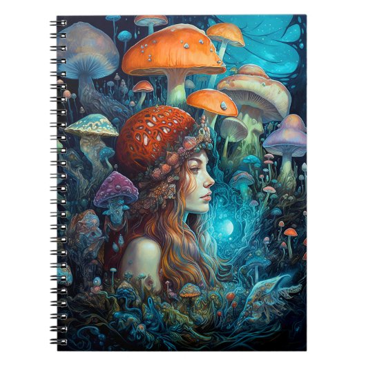 Dame en paddenstoelen Surreal Fantasy Art Notitieboek (Voorkant)