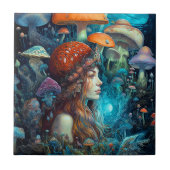 Dame en paddenstoelen Surreal Fantasy Art Tegeltje (Voorkant)