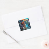 Dame en paddenstoelen Surreal Fantasy Art Vierkante Sticker (Envelop)