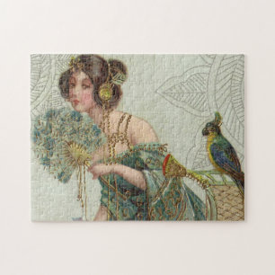dame en papegaai legpuzzel
