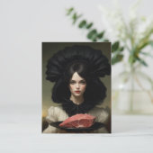  dame en rauw vlees op schotel briefkaart (Staand voorkant)