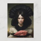  dame en rauw vlees op schotel briefkaart (Voorkant)