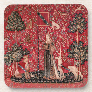 Dame en Unicorn Medieval Tapestry Touch Bier Onderzetter
