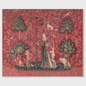 Dame en Unicorn Medieval Tapestry Touch Cadeaupapier (Vlak)