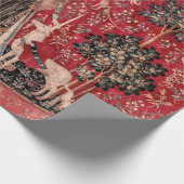 Dame en Unicorn Medieval Tapestry Touch Cadeaupapier (Hoek)