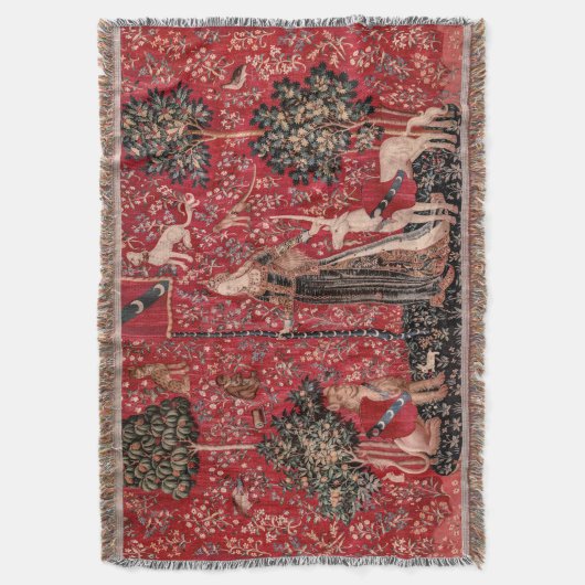 Dame en Unicorn Medieval Tapestry Touch Deken (Voorkant Verticaal)