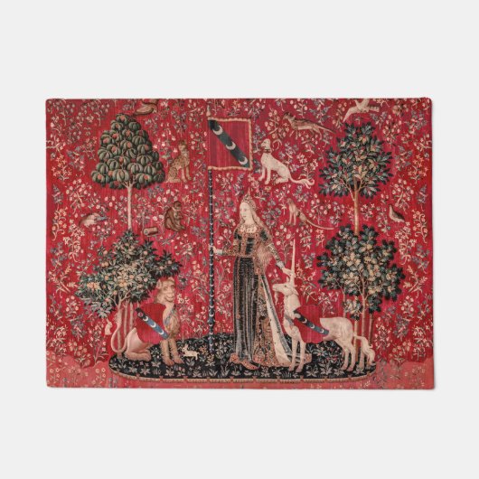 Dame en Unicorn Medieval Tapestry Touch Deurmat (Voorkant)