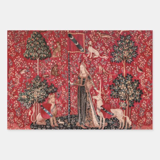 Dame en Unicorn Medieval Tapestry Touch Inpakpapier Vel (Voorkant 2)