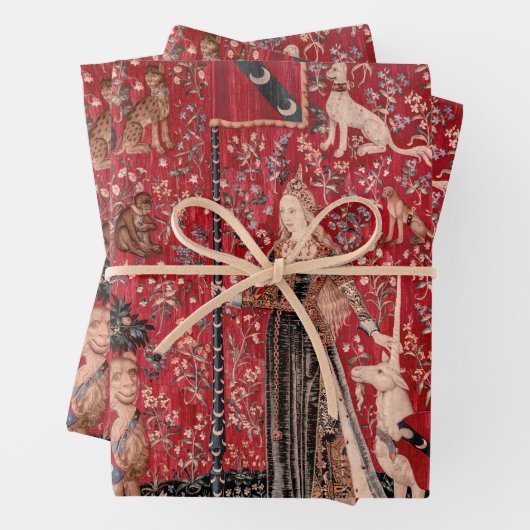 Dame en Unicorn Medieval Tapestry Touch Inpakpapier Vel (In situ)