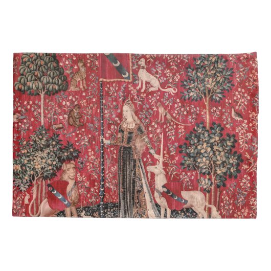 Dame en Unicorn Medieval Tapestry Touch Kussensloop (Achterkant)