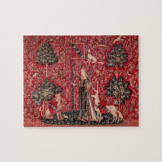 Dame en Unicorn Medieval Tapestry Touch Legpuzzel (Horizontaal)
