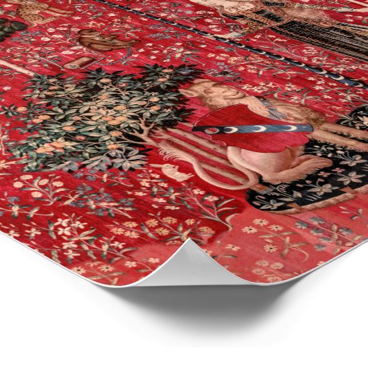 Dame en Unicorn Medieval Tapestry Touch Poster (Hoek)