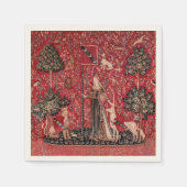 Dame en Unicorn Medieval Tapestry Touch Servet (Voorkant)