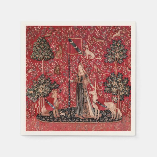 Dame en Unicorn Medieval Tapestry Touch Servet (Voorkant)