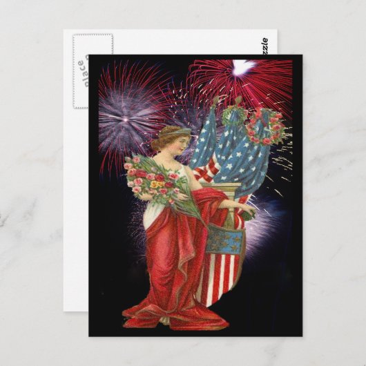 dame en vuurwerk briefkaart (Voorkant / Achterkant)