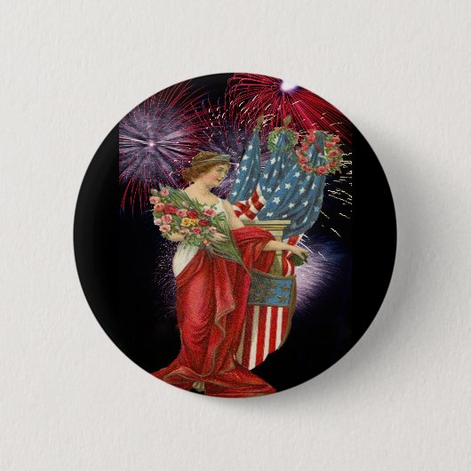 dame en vuurwerk ronde button 5,7 cm (Voorkant)