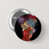 dame en vuurwerk ronde button 5,7 cm (Voorkant /achterkant)