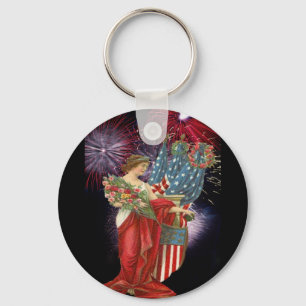 dame en vuurwerk sleutelhanger