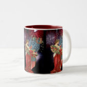 dame en vuurwerk tweekleurige koffiemok (Voorkant rechts)