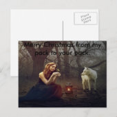 Dame en wolf vrolijke kerstkaart feestdagenkaart (Voorkant / Achterkant)