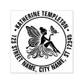 Dame Fee met Vlinder Naam Retouradres Zelfinktende Stempel (Design)