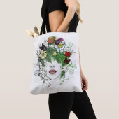 Dame Flora, bloemen, , elegant, eenvoudig, kunst Tote Bag (Dichtbij)