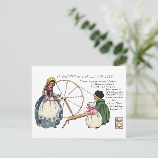 Dame Fortune en haar draaiende wiel Briefkaart (Staand voorkant)