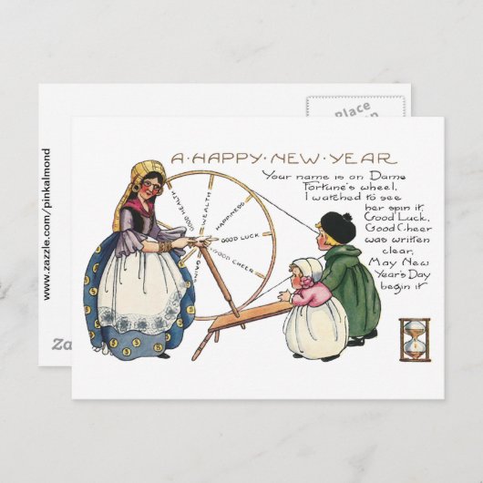 Dame Fortune en haar draaiende wiel Briefkaart (Voorkant / Achterkant)